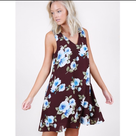 Altar’d State Burgundy and Blue Dress - Picture 1 of 6